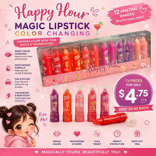 12PCS PACK PROLUX HAPPY HOUR MAGIC LIPSTICK + COLOR CHANGING L-062