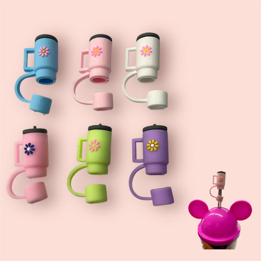 FLOWER TUMBLER STRAW TOPPERS 6PCS PACK