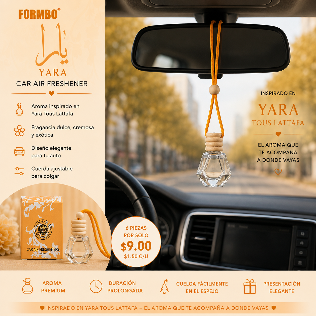 6PCS YELLOW CAR AIR FRESHNER FBCZ009-25