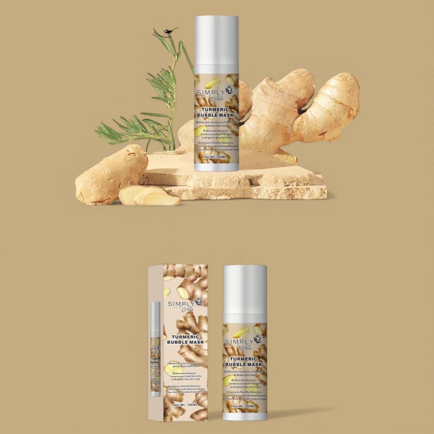 3PCS SIMPLY BELLA TURMERIC BUBBLE MASK FC1021