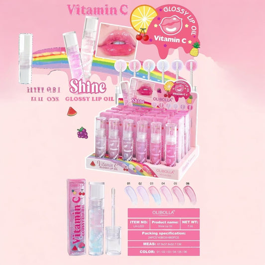 OLIBOLLA SHINE GLOSSY LIP OIL 24PCS DISPLAY LA-L222