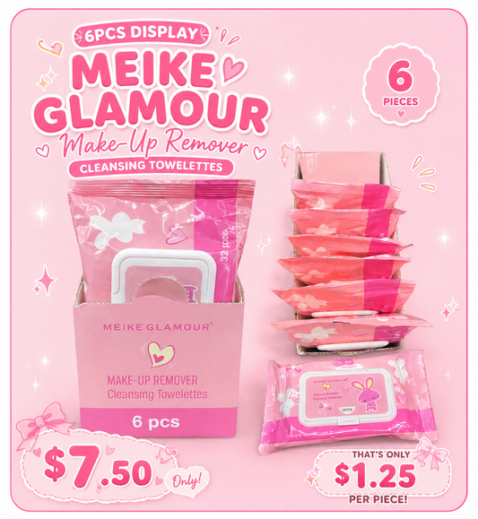 6PCS DISPLAY MEIKE GLAMOUR MAKE UP REMOVER CLEANSING TOWELETTES MK280