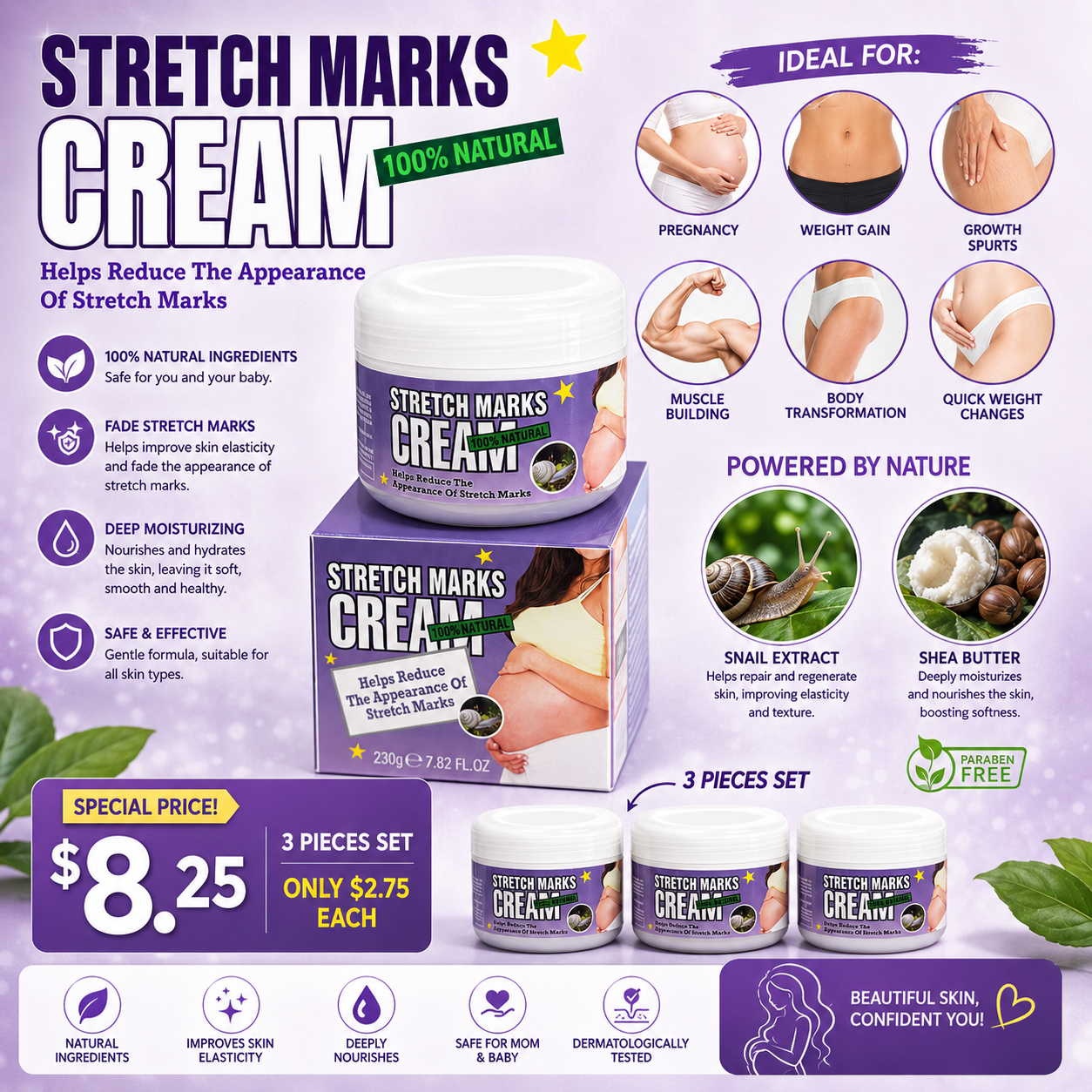 3PCS SIMPLY BELLA STRETCH MARKS CREAM SIB1015