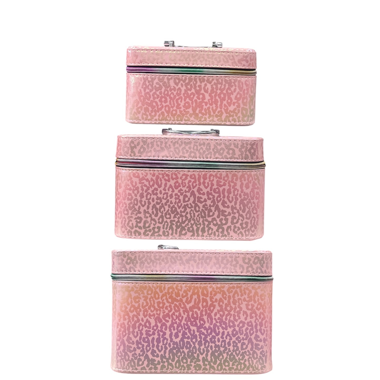 HALOCRAPHIC PINK SHIRA 3PCS CARRY MAKEUP BOX