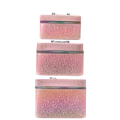 HALOCRAPHIC PINK SHIRA 3PCS CARRY MAKEUP BOX