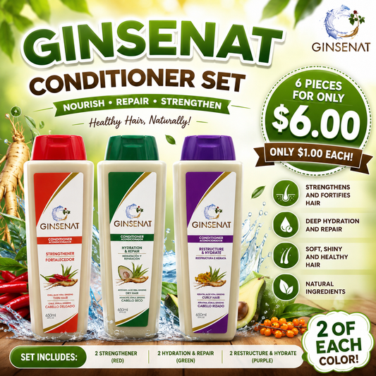 6PCS SET GINSENAT CURLY, DRY THIN HAIR CONDITIONER 3 MIX 650ML