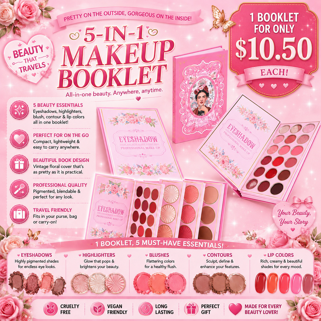 1PCS  GIRABELLA PINK MAKEUP FRIDA PALETT SET G4092