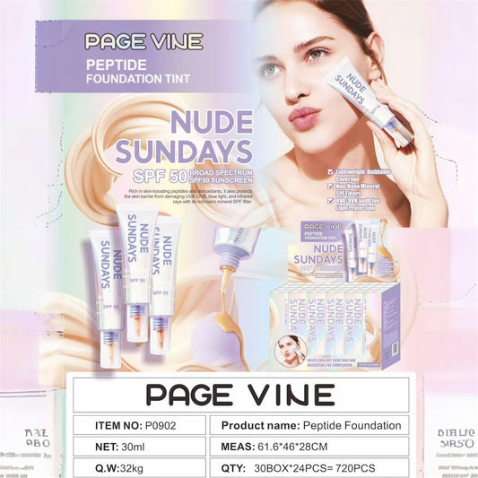 24PCS DISPLAY PAGE-VINE NUDE SUNDAYS PEPTIDE FOUNDATION TINT SUNSCREEN P0902