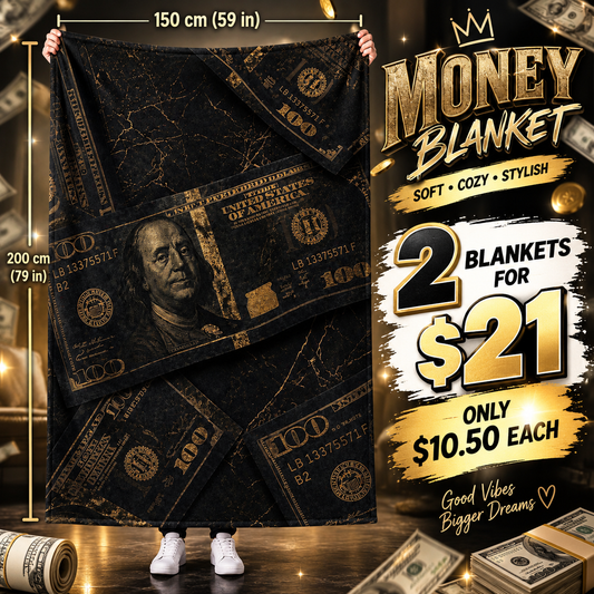 2PCS DARK RICH MONEY VIBES BLANKET D-22