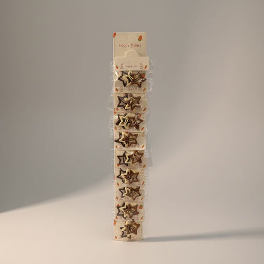 10PCS PACK MINI BROWN STAR HAIRCLIPS