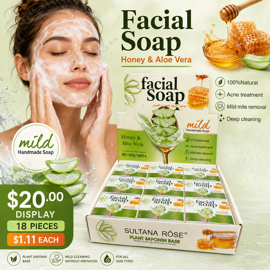 18PCS DISPLAY SULTANA ROSE HONEY & ALOE VERA HANDMADE SOAP SA-241