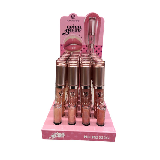 ROMANTIC BIRD PINK COLOR GLAZE LIP MAKE UP 24 PCS DISPLAY #RB332C