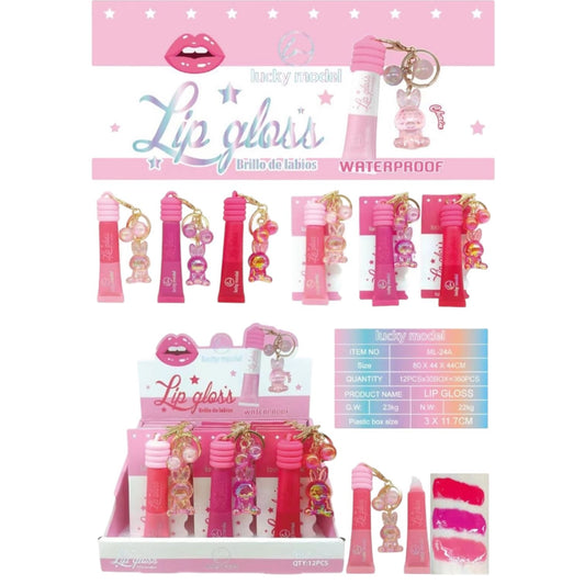 12PCS DISPLAY LUCKY MODEL BUNNY LIPGLOSS  ML-24A