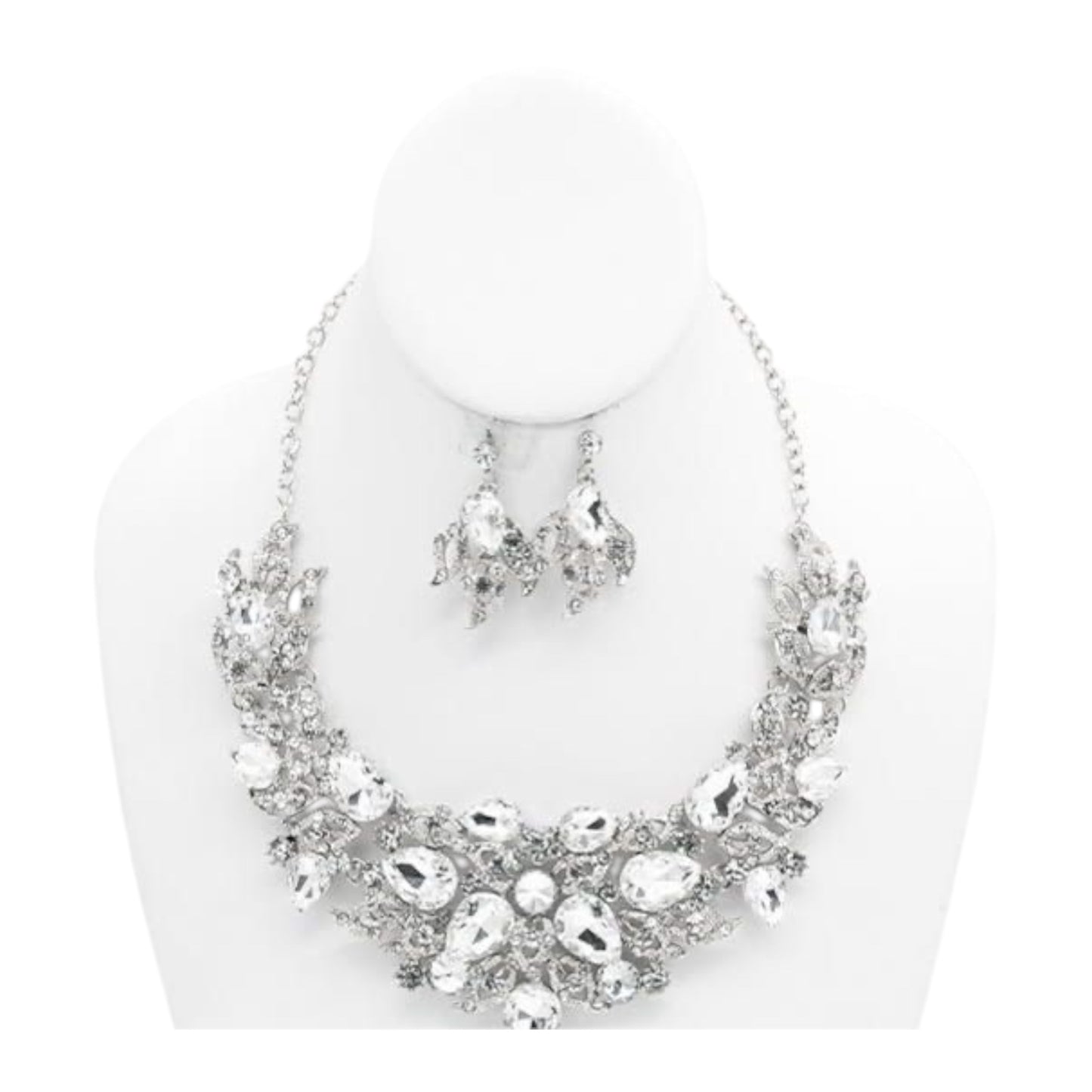1PCS LUXURIOUS SILVER NECKLACE WITH EARRINGS
