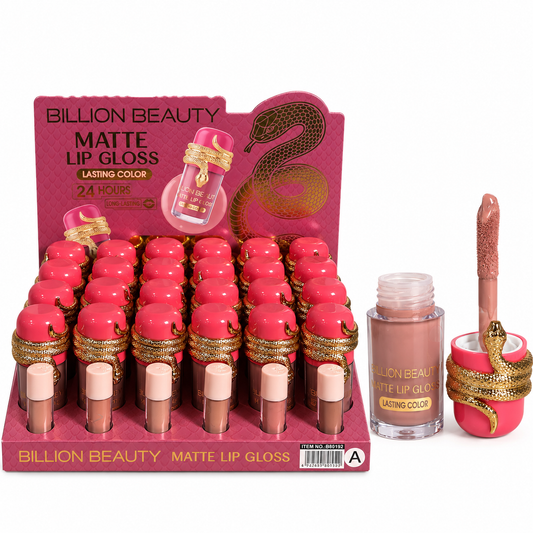 Labial líquido mate Billion Beauty en tonos rosados