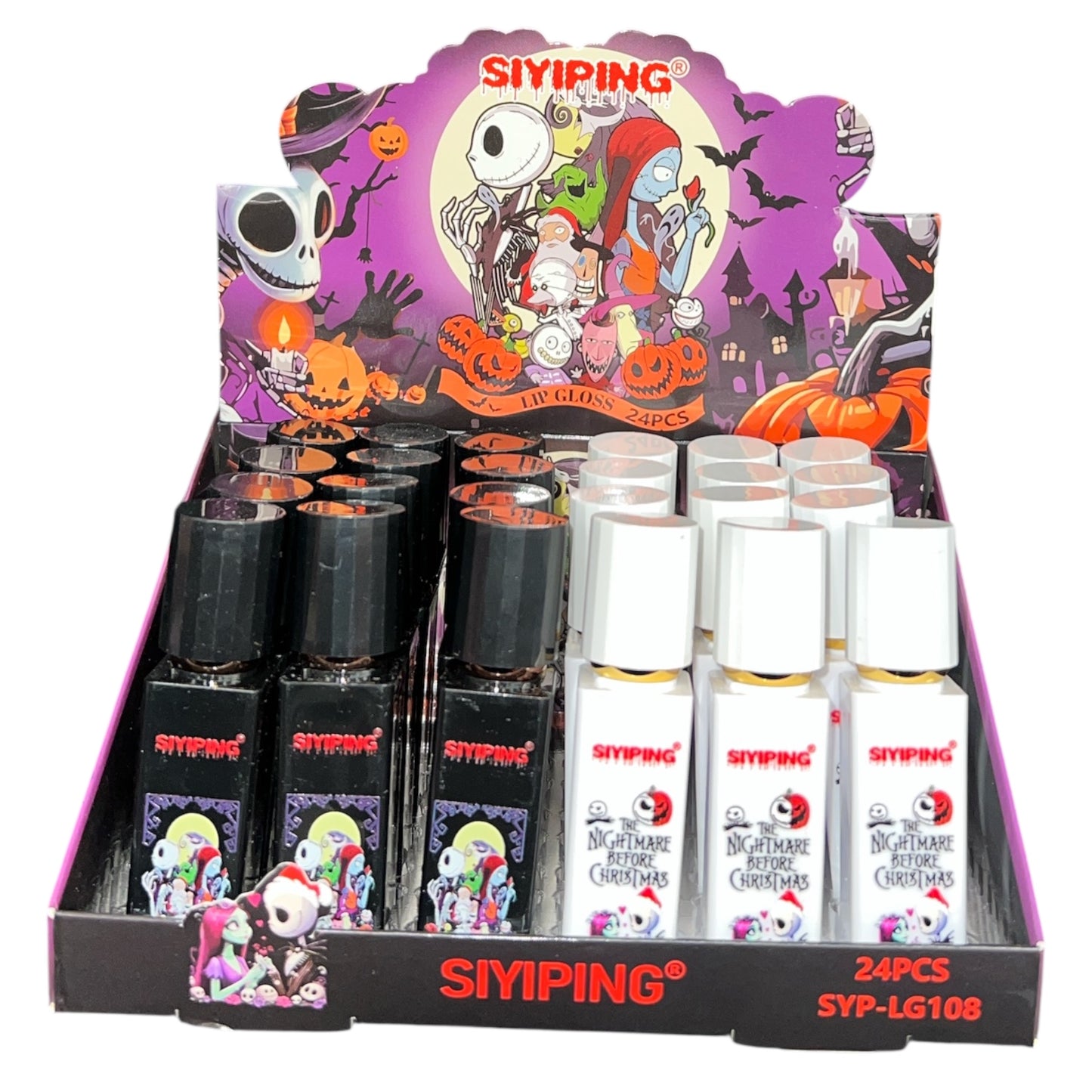 24PCS DISPLAY SIYIPING THE NIGHTMARE BEFORE CHRISTMAS LIP GLOSS SYP-LG108