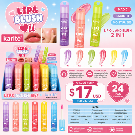 24PCS DISPLAY KARITE SMOOTH MAGIC LIP AND BLUSH OIL 71279-47