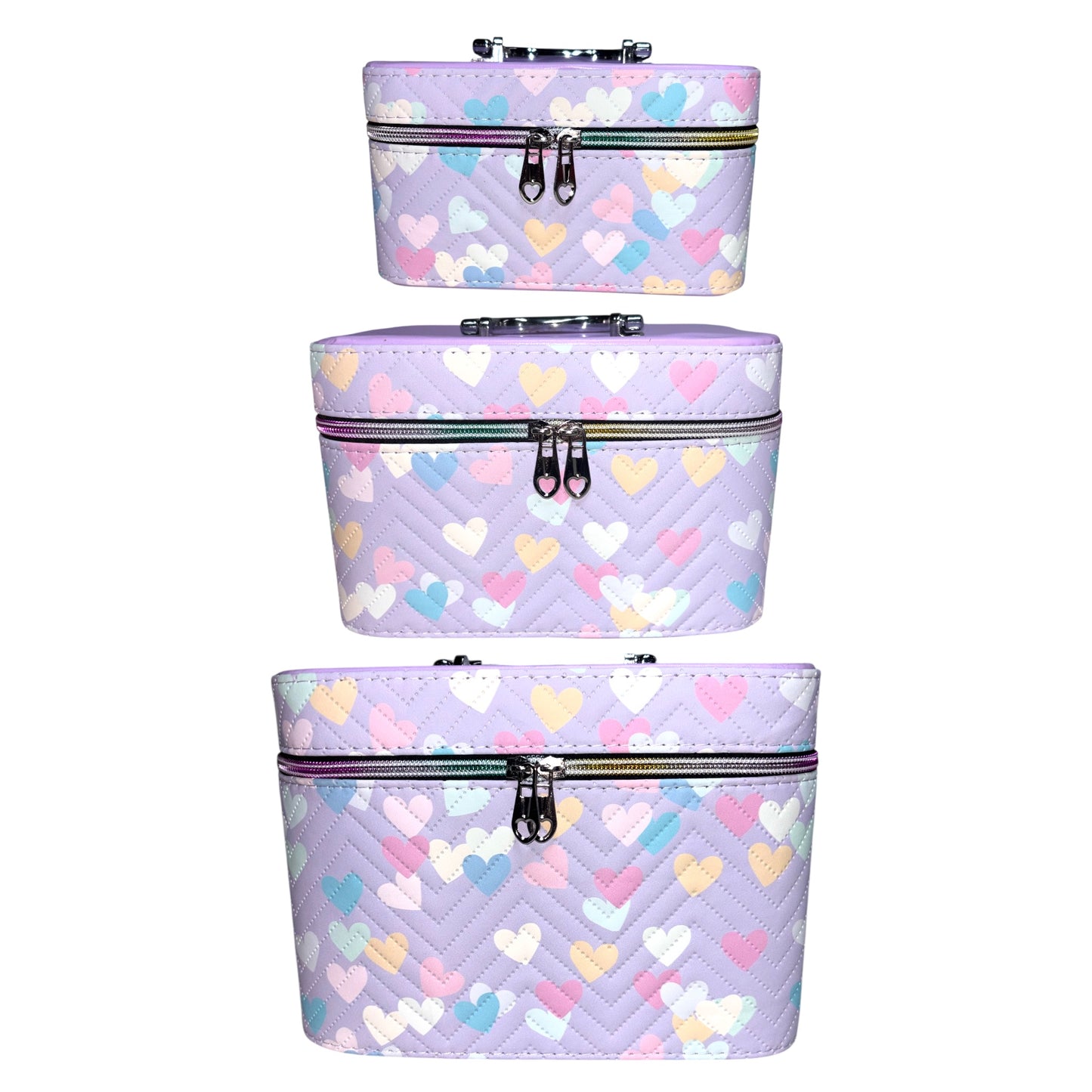 PURPLE HEARTED 3PCS CARRY ON MAKEUP BOX