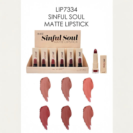 AMUSE SINFUL SOUL MATTE LIPSTICKS 24 PCS DISPLAY LIP7334