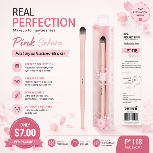 6PCS PACK REAL PERFECTION PINK SAKURA FLAT EYESHADOW BRUSH P-118