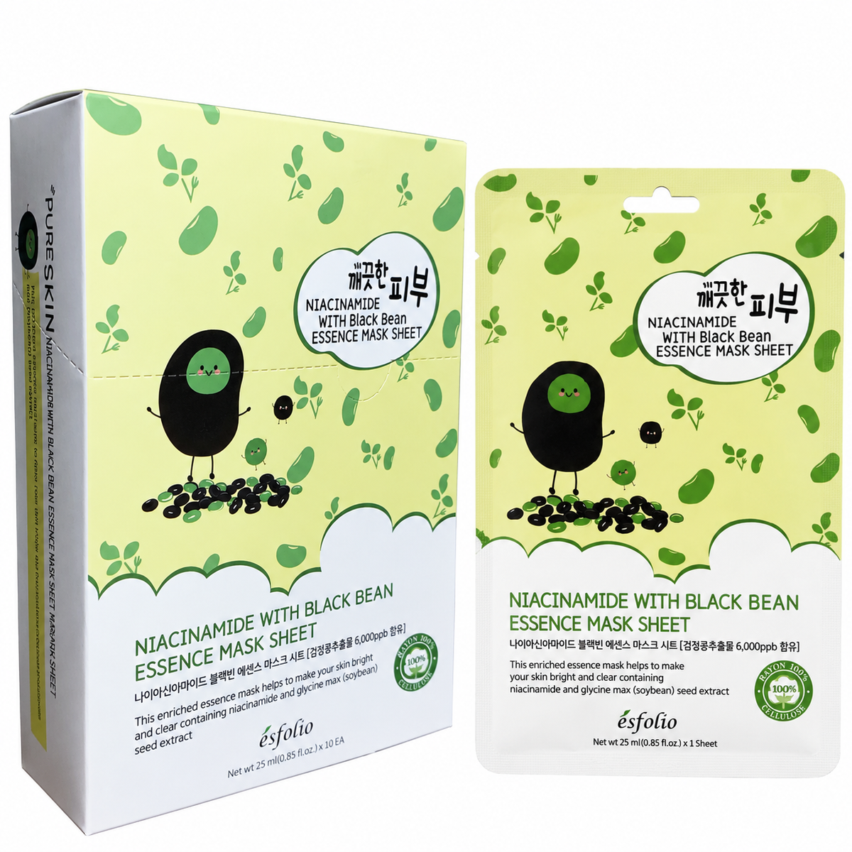 Esfolio Niacinamide & Black Bean Sheet Mask