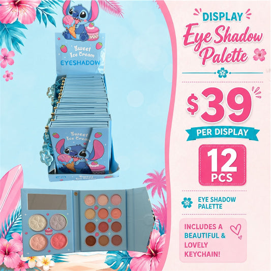 12PCS DISPLAY MEDECOO BLUE GUY  EYESHADOW PALETTE WITH DANGLE CHARM EYE-1633