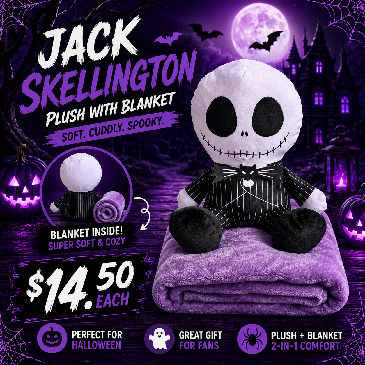 1PCS JACK PLUSH WITH BLANKET