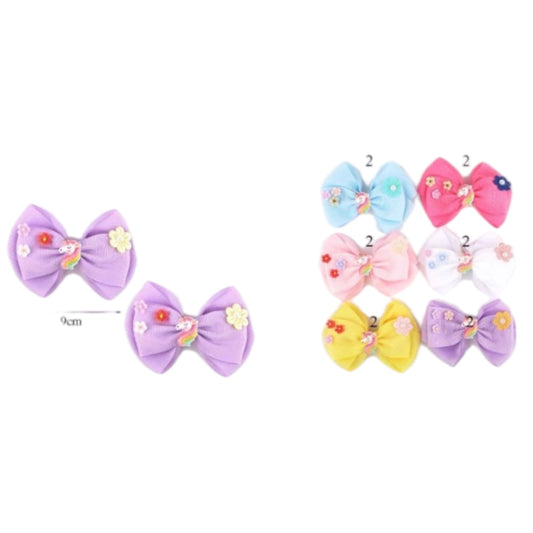 24 PCS PACK UNICORN WITH FLOWERS HAIR BOWS MKC-4960