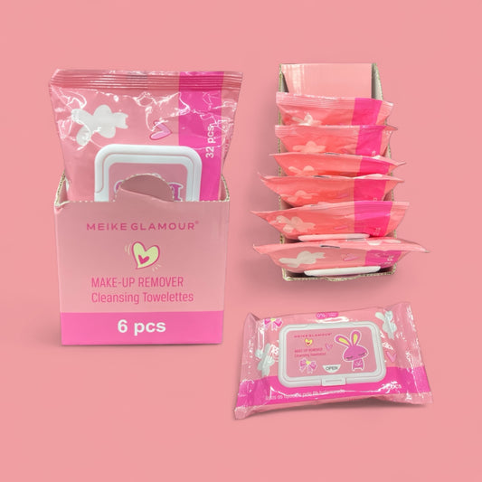 6PCS DISPLAY MEIKE GLAMOUR MAKE UP REMOVER CLEANSING TOWELETTES MK280