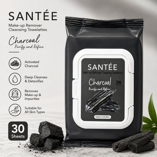 6PCS CHARCOAL SANTEE MAKE-UP REMOVER TOWELETTES ST003