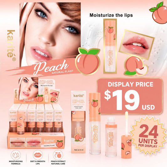 24PCS DISPLAY KARITE PEACH MOISTURIZER LIP OIL 70450-47