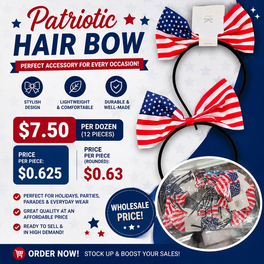 12PCS PACK PATRIOTIC HAIR BOW HB1134