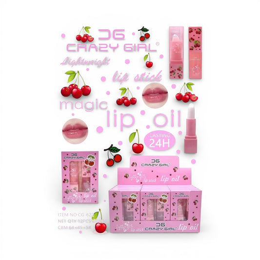 12PCS DISPLAY CRAZY GIRL LIP BALM & LIP OIL CG-622