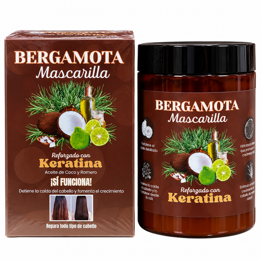 Mascarilla de bergamota reforzada con queratina y coco