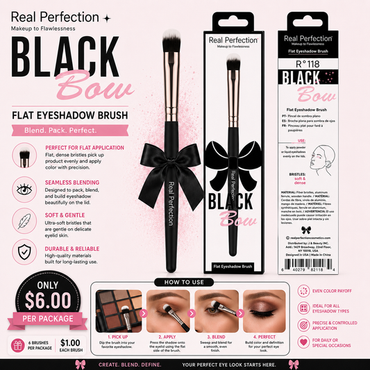 6PCS PACK REAL PERFECTION BLACK BOW FLAT EYESHADOW BRUSH R-118