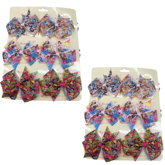 MAGICAL PRINCESS HAIR BOWS  12 PCS PACK