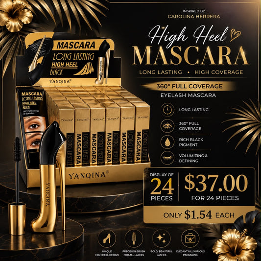 24PCS DISPLAY YANQINA MASCARA LONG LASTING INSPO HIGH HEEL CH 8859