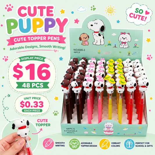 36PCS DISPLAY 4 COLOR WHITE DOG STACKABLE LEAD PENCIL 0053