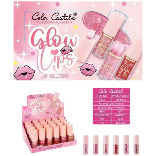 24PCS DISPLAY COLOR CASTILE GLOW LIPS LIP GLOSS 4202