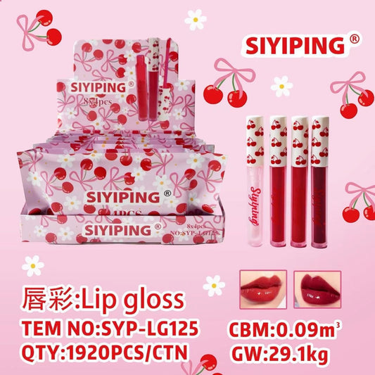 8PCS DISPLAY SIYIPING CHERRY LIP GLOSS 4PCS SET SYP-LG125