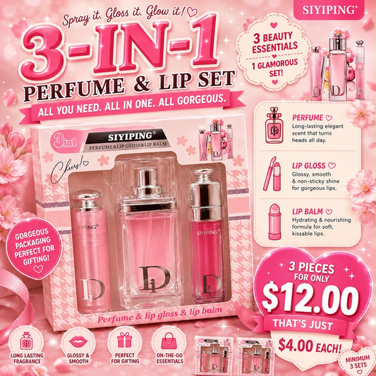 3PCS SIYIPING D&D FRAGRANCE & LIP GLOSS DUO SET SYP-ST80
