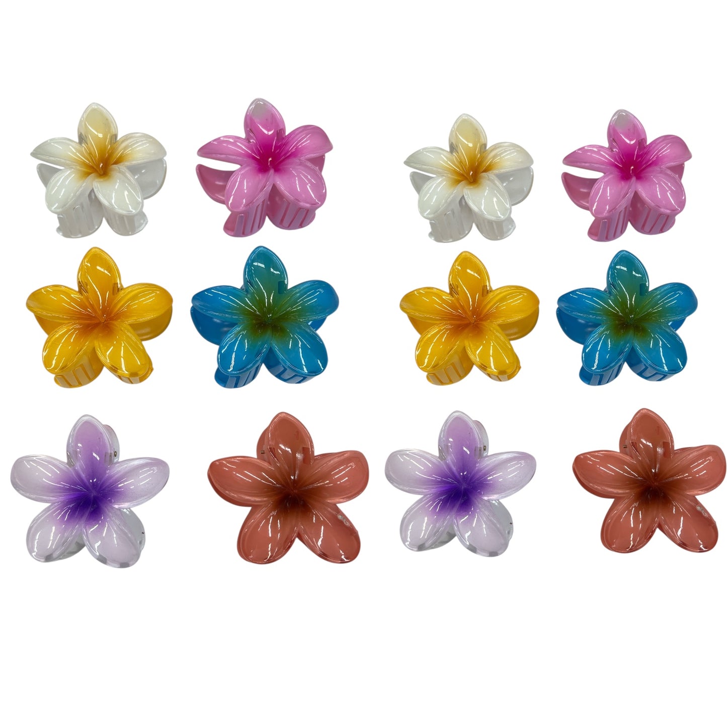 12PCS PACK GLOSSY BEACH  VIBESS FLOWER CLIP S7916