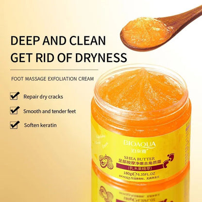 3PCS BIOAQUA FOOT MASSAGE EXFOLIATING CREAM SHEA BUTTER BQY43696