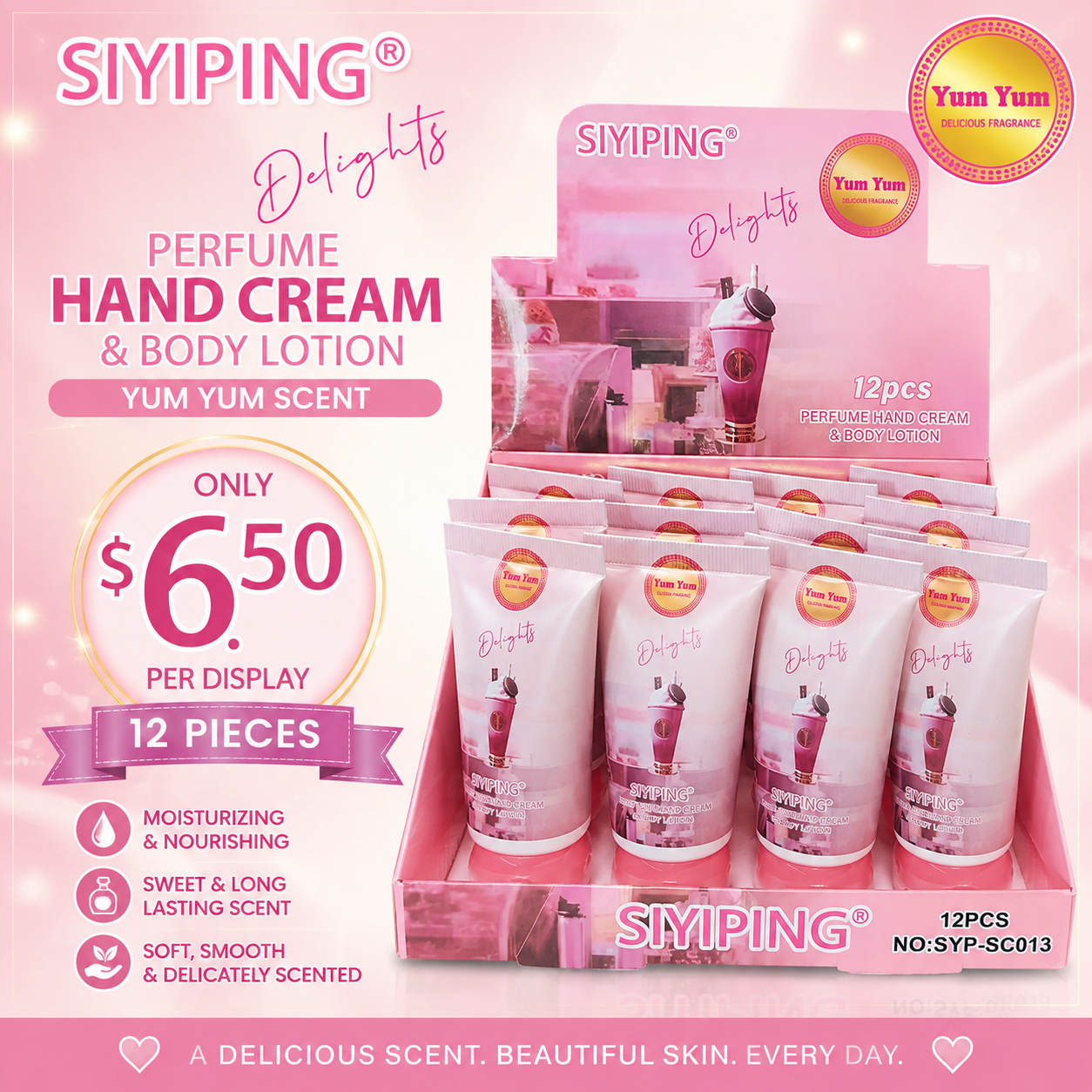 12PCS DISPLAY SIYIPING PERFUME HAND CREAM & BODY LOTION SC013