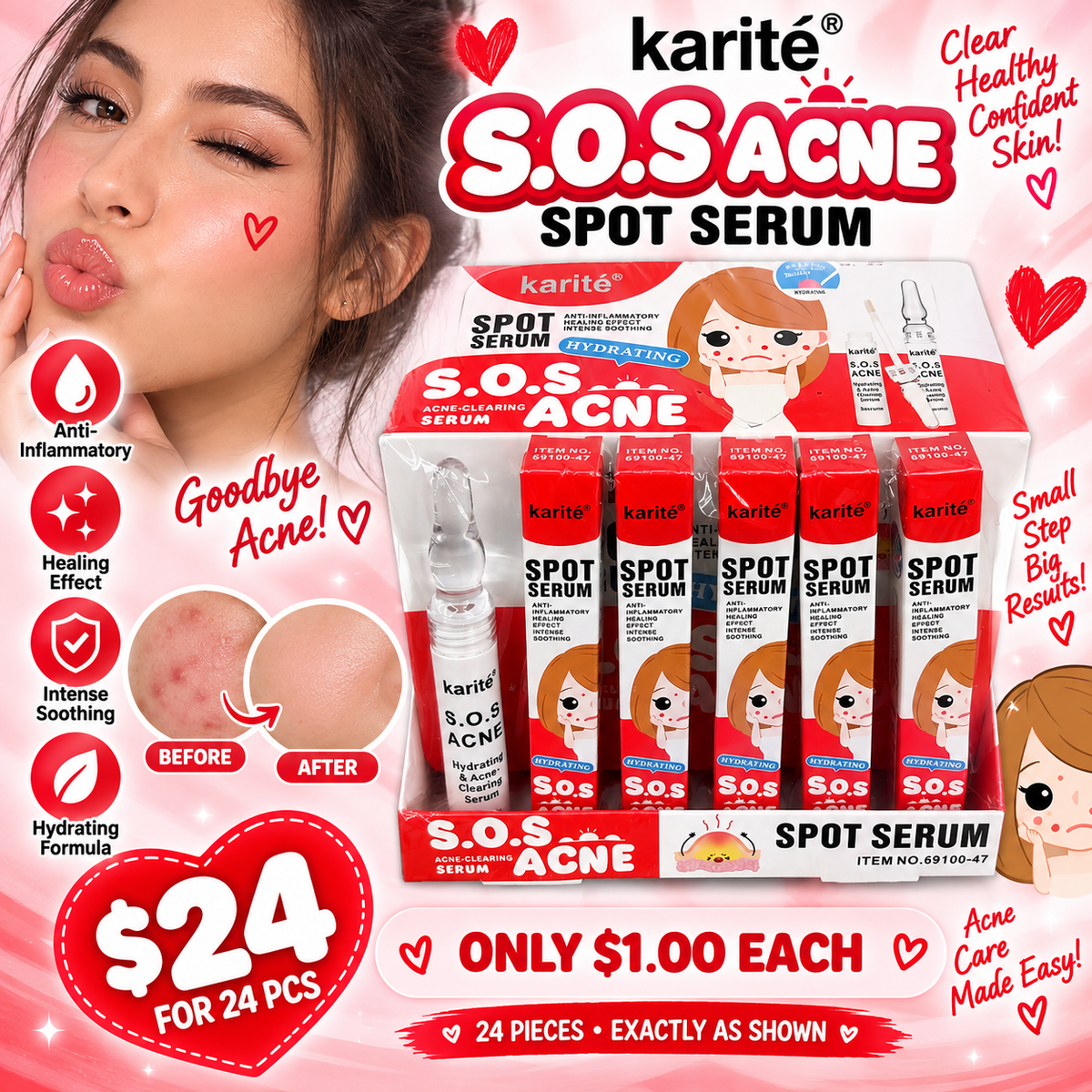 24PCS DISPLAY KARITE ACNE CLEARING SERUM 69100-47