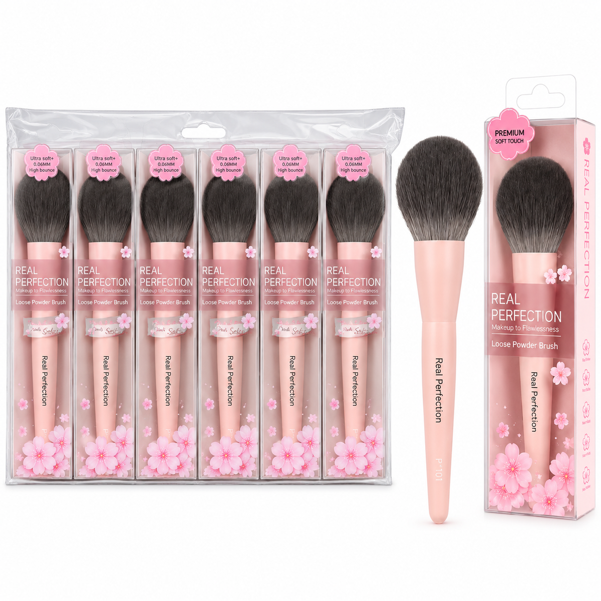 Real Perfection Pink Sakura Loose Powder Brush