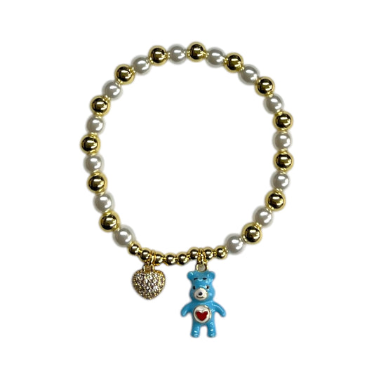 ORO LAMINADO BLUE MOOD BEAR CHARM BRACELET