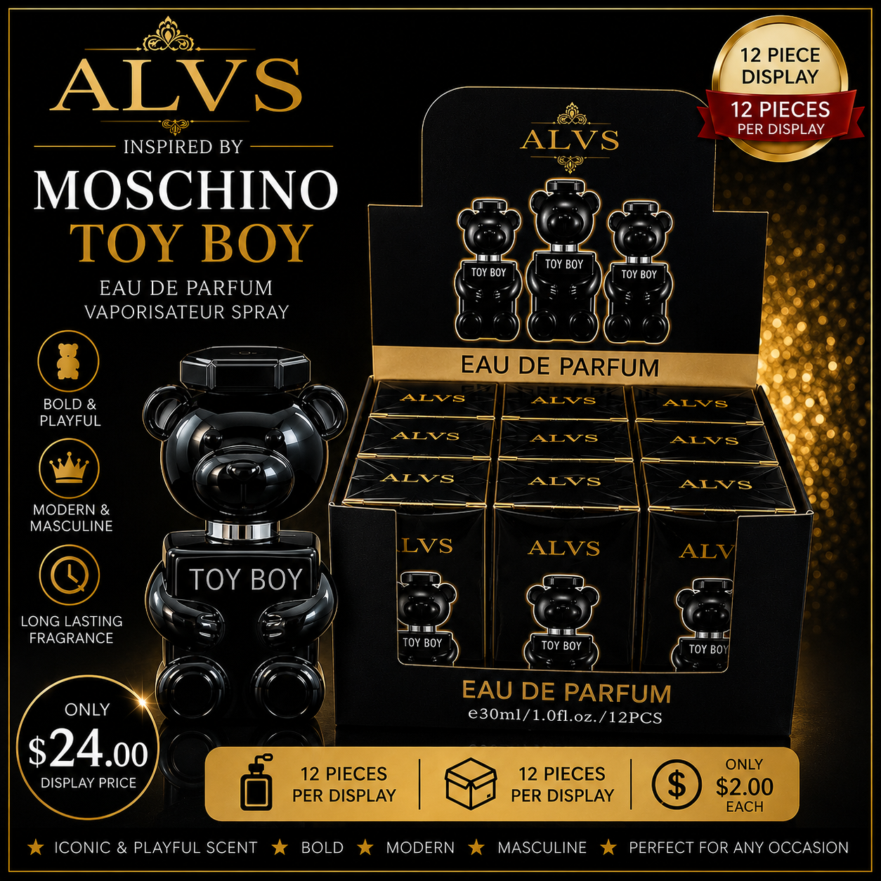 12PCS DISPLAY ALVS  DARK TOY BOY JH400-7