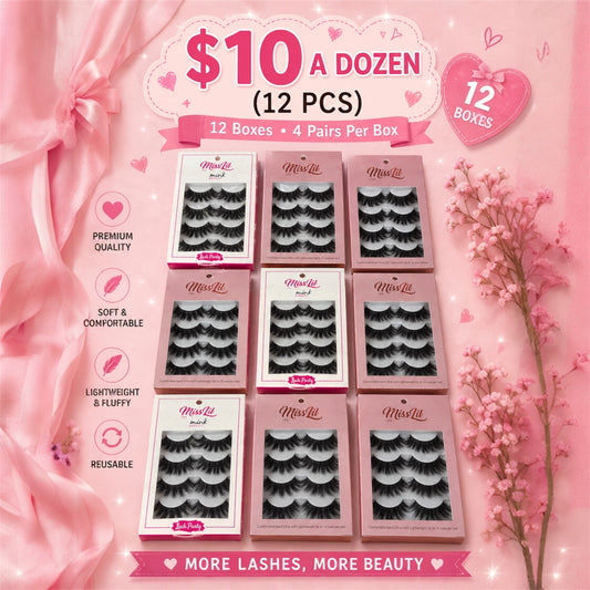 12PCS MISS LIL USA 4PCS PAIR SET LASHES  MIX STYLES