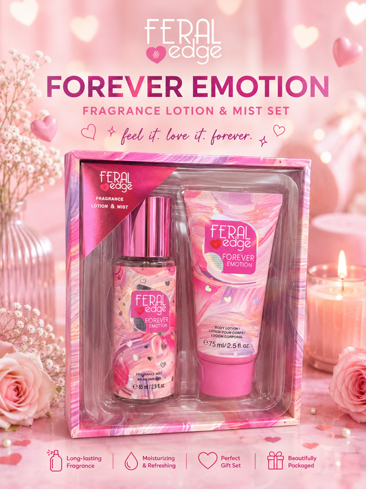 2 PCS PINK FERAL EDGE FRAGRANCE LOTION & MIST FOREVER EMOTION FEF-003S